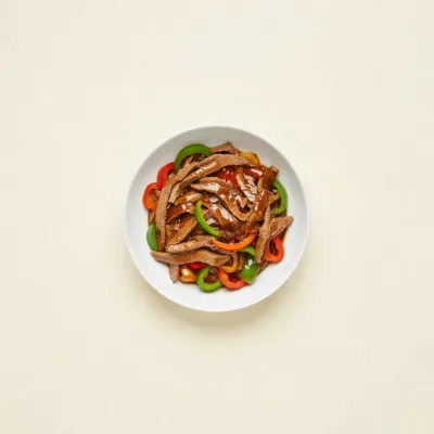 Bœuf sauté au poivron et sauce huître
