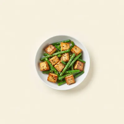 Wok de tofu au sésame et haricots verts