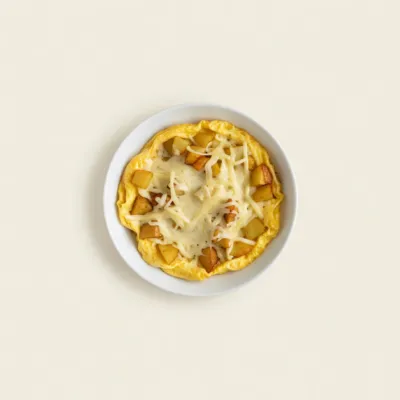 Omelette au fromage et pommes de terre
