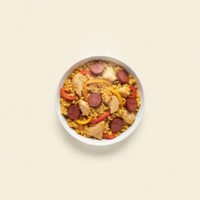 Paella de poulet et chorizo