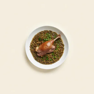 Confit de canard aux lentilles vertes du Puy