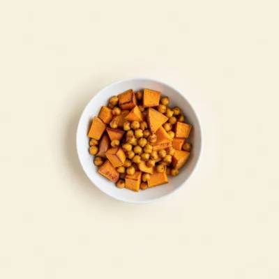 Bowl vegan patate douce et pois chiches rôtis