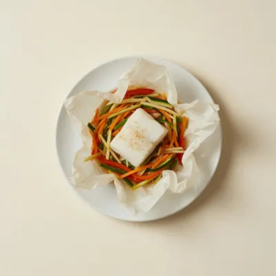 Papillote de cabillaud aux petits légumes